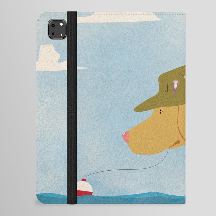 lab labrador yellow lab fishing lure bait tackle lake life dog art artwork  iPad Folio Case