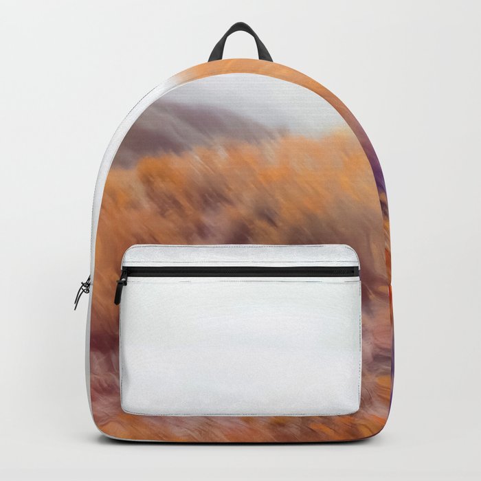 yellow flower field on the mountain with summer light bokeh abstract Backpack