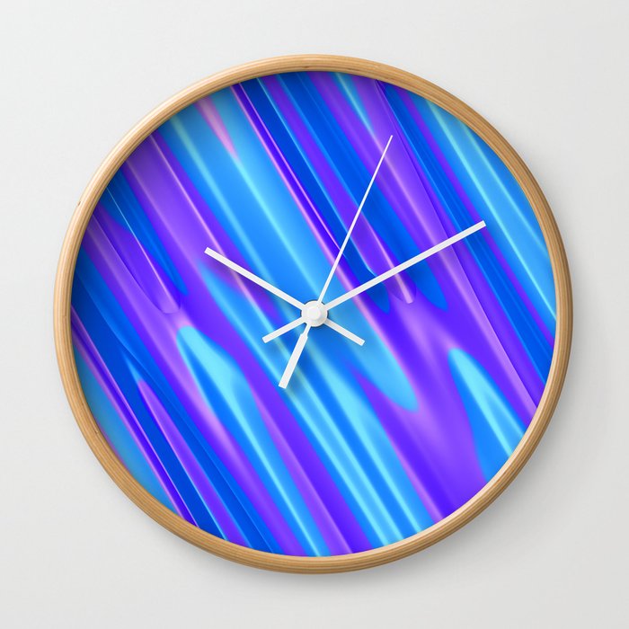 Purple Blue diagonal lines Wall Clock