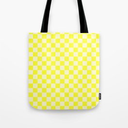 Cream Yellow and Electric Yellow Checkerboard Tote Bag