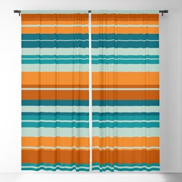 Summer Stripes Horizontal Pattern in Orange, Rust, Teal, Aqua, and Turquoise Blackout Curtain