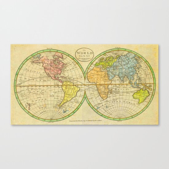 Vintage World Map 1798 Canvas Print