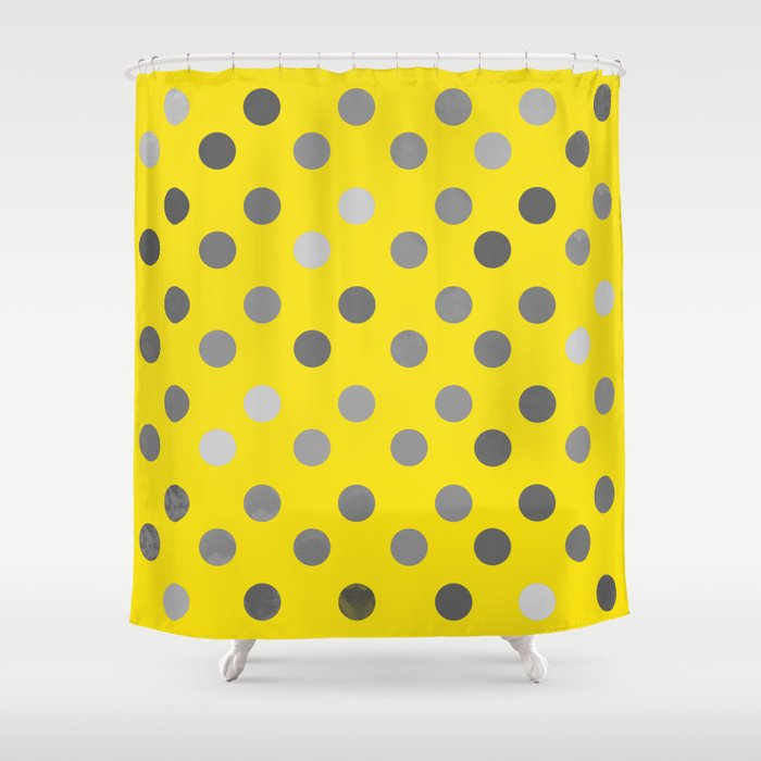 Polka Proton Yellow Shower Curtain