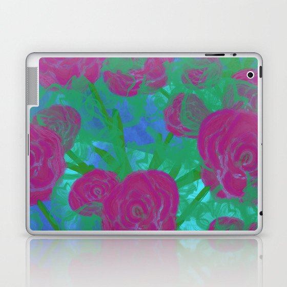 Flowers for You Raspberry and Turquoise  Laptop & iPad Skin