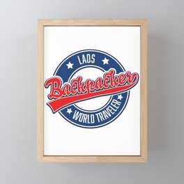 laos backpacker world traveler retro logo. Framed Mini Art Print