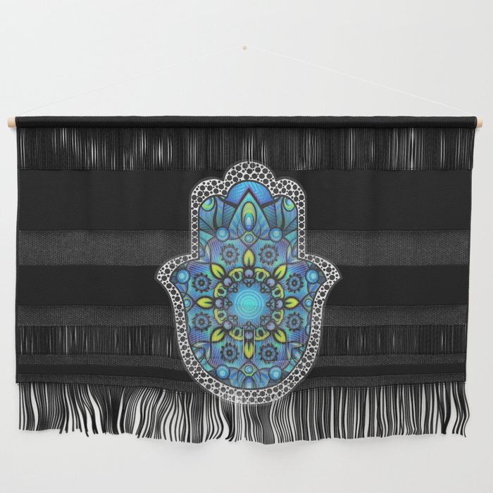 Colorful Blue Hamsa Hand Wall Hanging