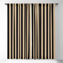 Tan Brown and Black Vertical Stripes Blackout Curtain