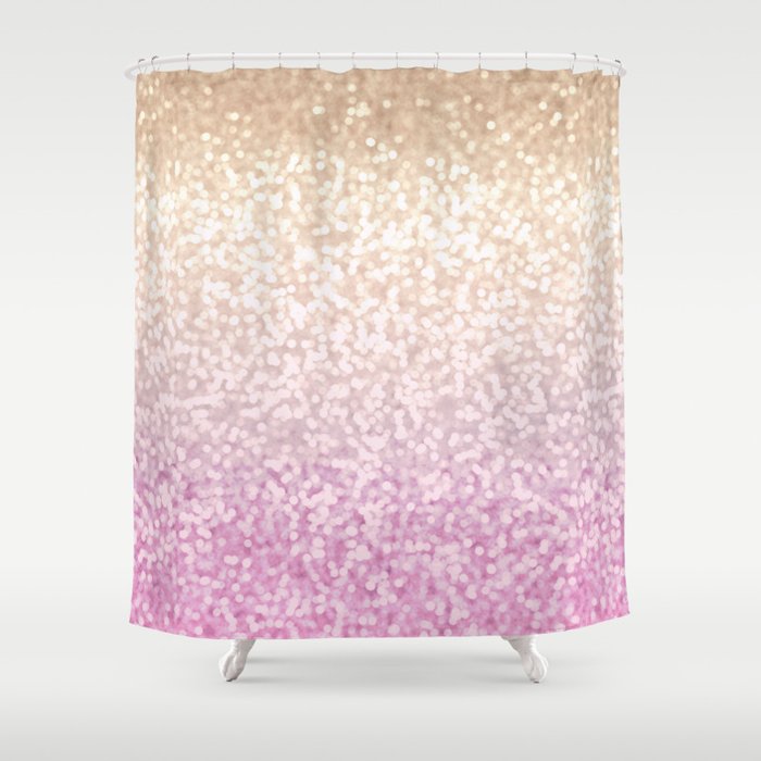 Champagne Gold And Pink Glitter Ombre Shower Curtain