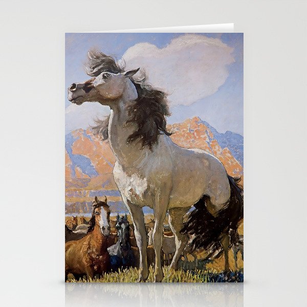 “Smokey Face” Western Art by NC Wyeth Stationery Cards by Patricia