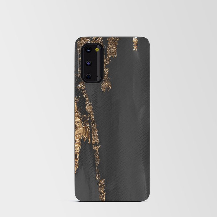 Black Paint Brushstrokes Gold Foil Abstract Texture Android Card Case