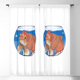Gertrude the Goldfish in a Fishbowl  Blackout Curtain