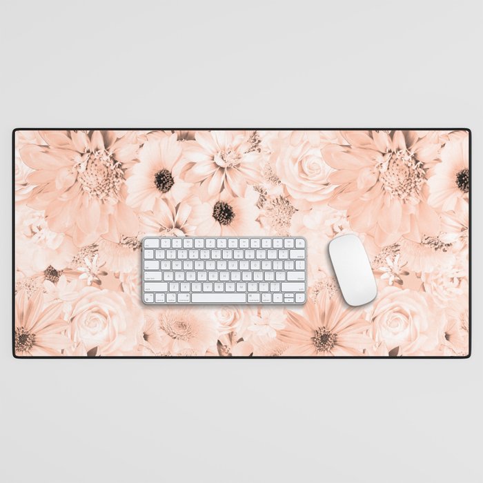 peach floral bouquet aesthetic cluster Desk Mat