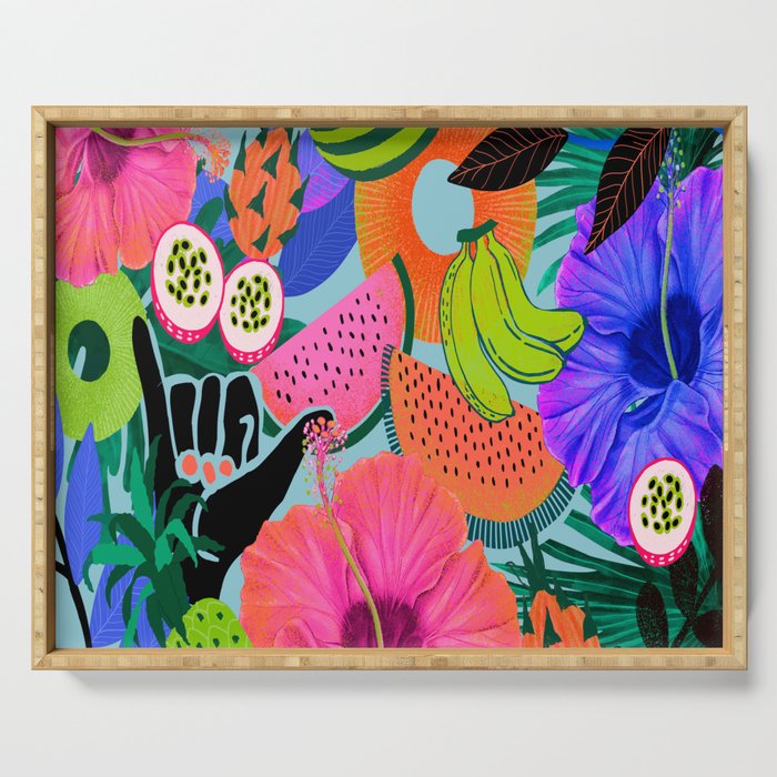 colorful tropical pattern Serving Tray