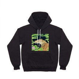 Leopard in Jungle, Night time Background Hoody