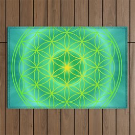 Flower Of Life Mandala - Green Outdoor Rug