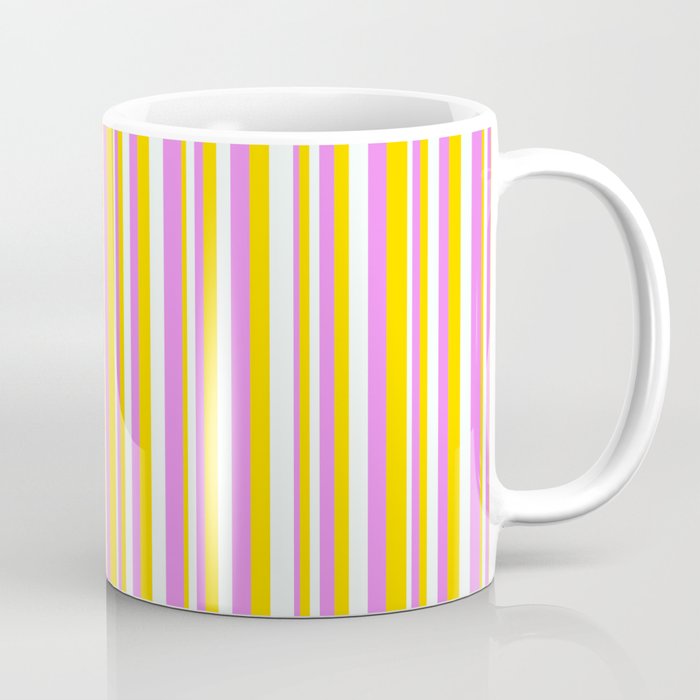 Violet, Yellow, and Mint Cream Colored Lines Pattern Coffee Mug
