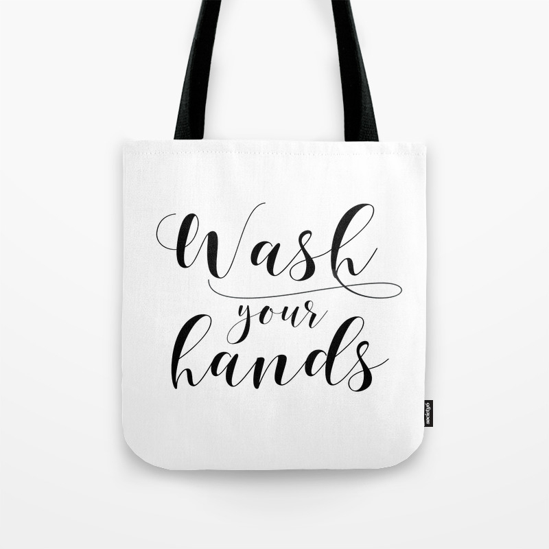 Bathroom Printable Wash Your Hands Home Decor Bathroom Sign Bathroom Art Bathroom Rules Tote Bag