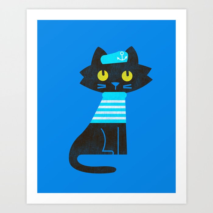 Fitz - Sailor cat Art Print