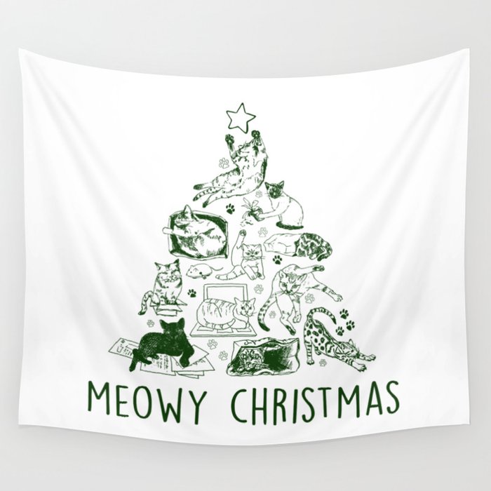 Meowy Christmas Cat Tree Wandbehang