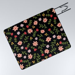 Flower Pattern (pink/red/black) Picnic Blanket