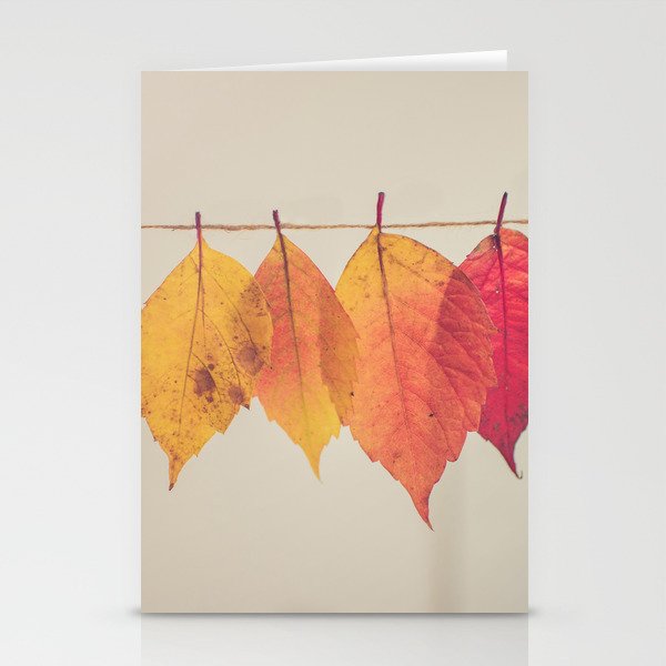 Autumn Red Yellow Leaves Hanging Stationery Cards