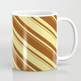 [ Thumbnail: Tan and Brown Colored Lines/Stripes Pattern Coffee Mug ]