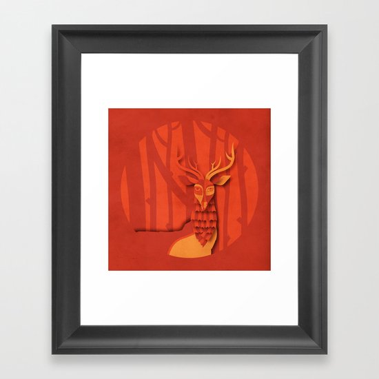 Deer in the woods Framed Art Print
