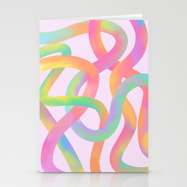 Rainbow pastel neon river Stationery Cards