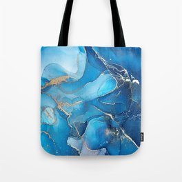 Deep Cerulean + Azure Abstract Ripples Tote Bag