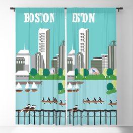 Boston, Massachusetts - Skyline Illustration by Loose Petals Blackout Curtain