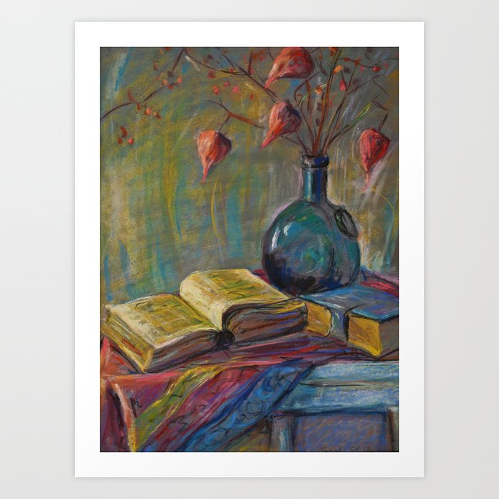 Still Life of Books and Chinese Lanterns by Joseph Stella Art Print