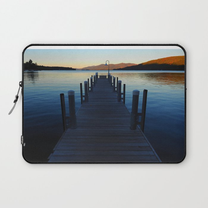 Autumn Sunset at Boat Dock on Lake George New York Laptop Sleeve