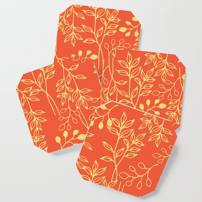 Yellow and orange spring pattern Coaster