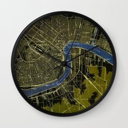 06-New Orleans Louisiana 1932, old colorful map Wall Clock