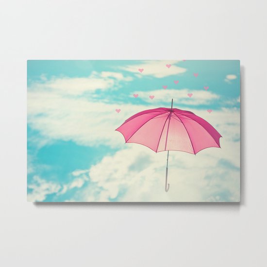 Raining Hearts Metal Print