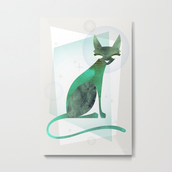 Mid-Century Feline Metal Print