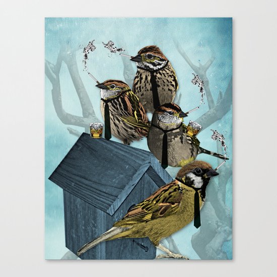 Smoking Birds Print Canvas Print