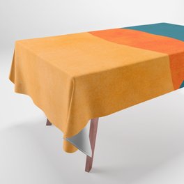 Mid Century Eclipse / Abstract Geometric Tablecloth | Colorblock, Bright, Abstract, Geometric, Colorful, Art, Modern, Graphic, Blue, Orange 