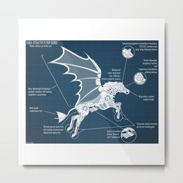 Steampunk Pegasus Metal Print | Blueprint, Graphicdesign, Graphic Design, Sci-Fi, Steampunk, Fantasy, Pegasus, Diagram, Robot, Animal 