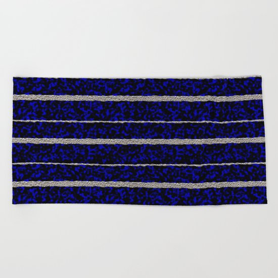 Silver Stripes with a Blue Plasma Background Beach Towel
