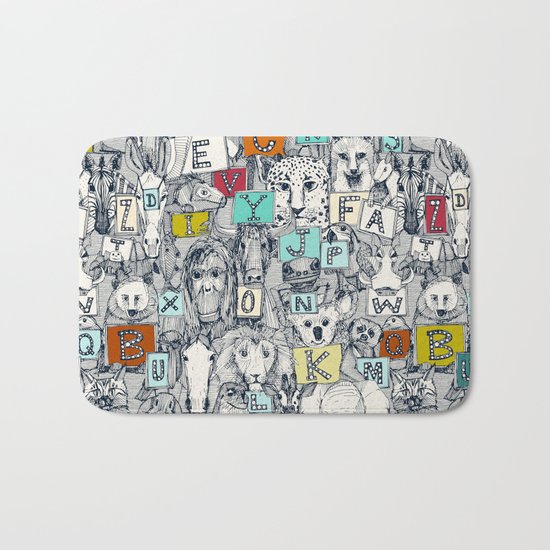 animal ABC indigo multi Bath Mat