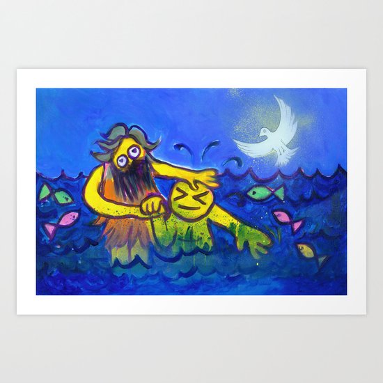 John Baptizes Jesus (by Chank Diesel) Art Print