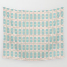 80s Mid Century Rectangles Baby Blue Wall Tapestry