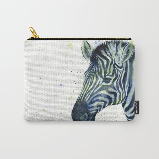 Zebra Watercolor Blue Green Animal Carry-All Pouch