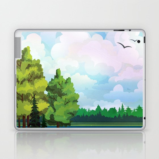 Peaceful forest lake afternoon Laptop & iPad Skin