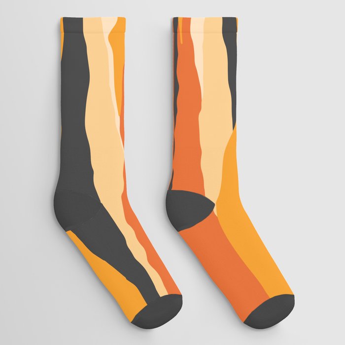 Abstract Orange wavy mountain silhouette pattern. Digital Illustration background Socks