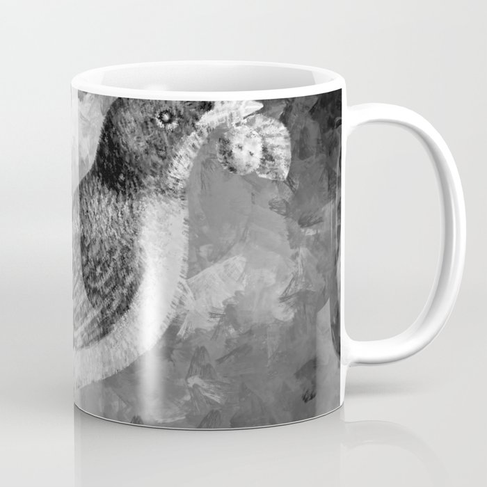 Watercolor Bird with a Berry (Black and White) Coffee Mug