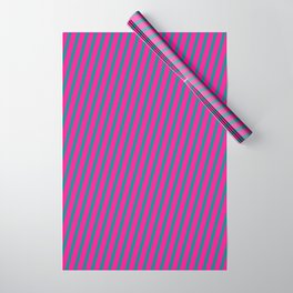[ Thumbnail: Deep Pink and Dark Cyan Colored Lined/Striped Pattern Wrapping Paper ]