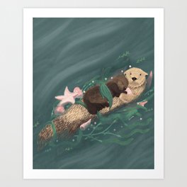 Ocean magic- sea otter Art Print
