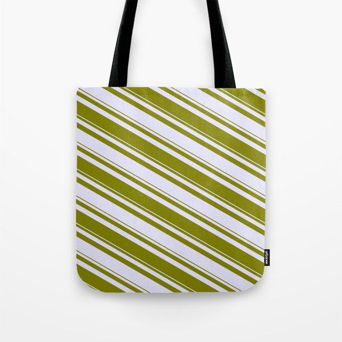 Lavender & Green Colored Striped/Lined Pattern Tote Bag